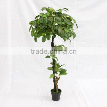 Indoor Artificial Big Leaves Plant Trees Wooden Trunk for Decoration photo-2