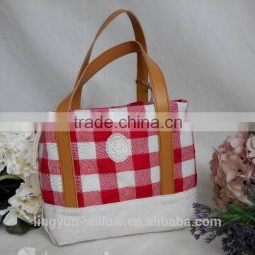 cotton fabric bags handmade cheap bags tote bags with leather handle