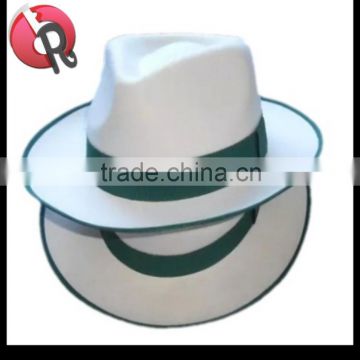 australia wool felt white fedora hat with black ribbon