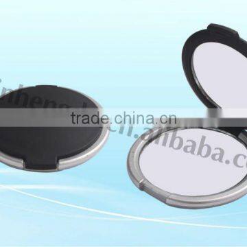 black pocket round make-up mirror