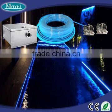 Decorative fiber optic lighting with solid side glow fiber optic and led projector