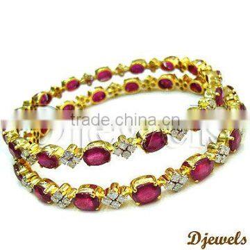 Ruby Diamond Bangles, Gold Bangles, Bangles Jewelry