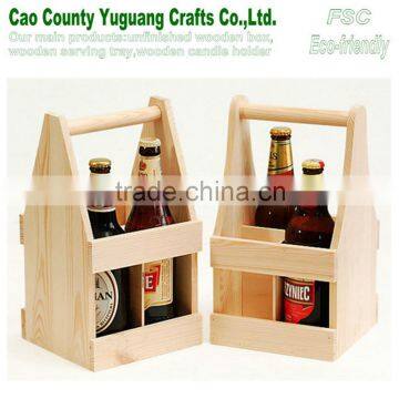 wine bottle carrier box ,two bottles wine carrier,unfinished wood bottle carrier