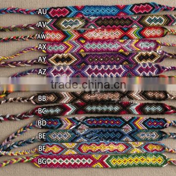 2015 summer fashion cotton string bracelet ,different colorful pattern bracelet cotton string bracelet