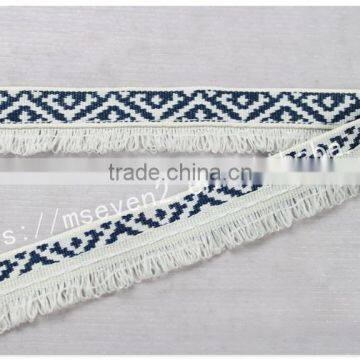 Newest Design Polyester 2 cm Width Ethnic Woven Webbing With Fringe photo-4