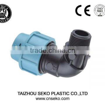 Manufacturer Quality Blue Irrigation compression fittings 90 dwg male thread pp elbow