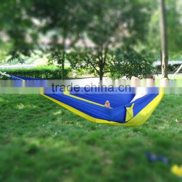 2017 Hot Sale Double Person Portable Parachute Nylon Fabric Hammock Dark Blue and Yellow