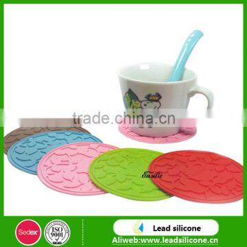 Custom Round 3D Shape Heat Resistant Anti-slide Silicone Cup Coaster,Silicone Cup Mat