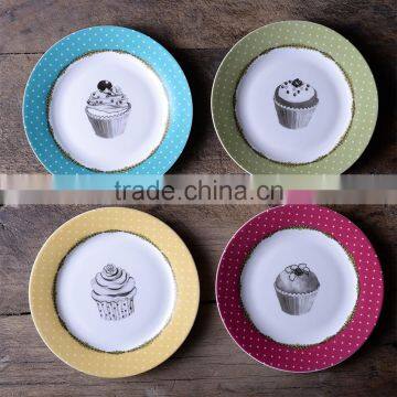 KC-3506 Haonai good quality ceramic cake plate, dessert ceramic plate