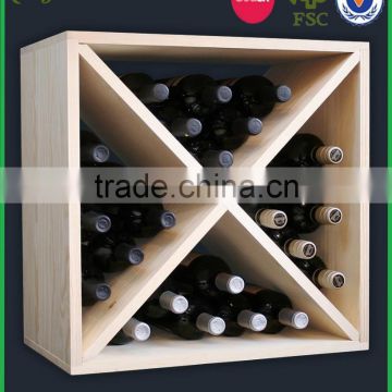 eco friendly pine wood wood 24 Bottles red wine cube rack ,wooen cube wine rack