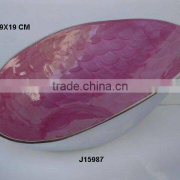 Pink fingure painting on Cast Aluminium Bowl with Food safe enamel