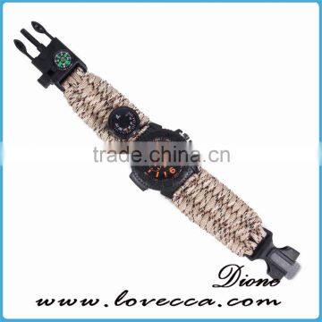 Survival Paracord Outdoor Bracelet Multifunction Watch With Compass Thermometer Whistle photo-6