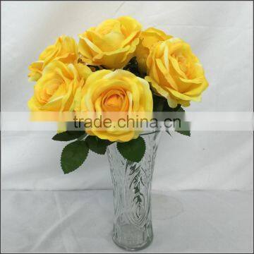 9 branches bunch yellow color silk rose floral