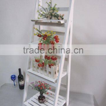 High Quality Garden Decor Foldable Stand Flower Shelf Wooden Ladder Design Shelf photo-2