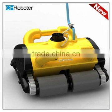 Yellow Robot Swimming Pool Cleaner with caddy cart