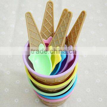 High Quality 2-Sets,Kids Ice Cream Bowl Spoon Set Cute Children Feeding Tableware Plastic Bowl