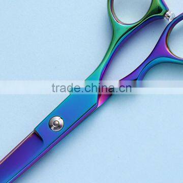CS-65JQ 6.5inch Rainbow Color Downward Curved Ergonomic Handle Pet Grooming Professional Hair Cutting Scissors photo-4