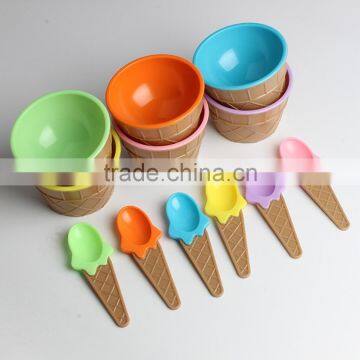 Colorful Ice Cream Bowls and Spoons Set photo-2