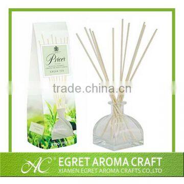 The transparent glass jar with rattan sticks air freshener refill