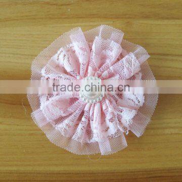 Lace Flower With Pearl Bead in Center for Kids Hair Accessories photo-4