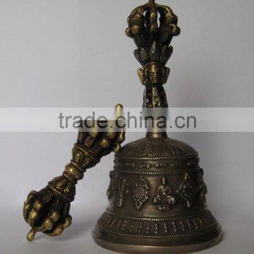 Tibetan Buddhist Bronze Bell 6" and Vajra/Dorje (Small) - Nepal photo-2