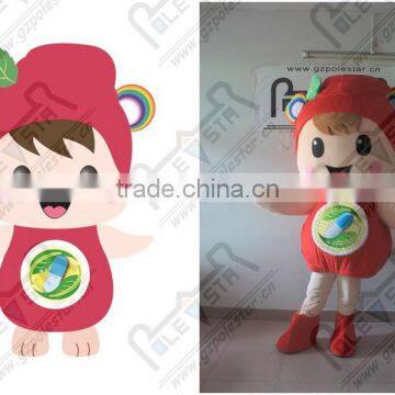 Beautiful lovely red girl mascot cartoon costume