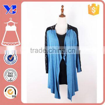 Lace Long Sleeve Open Drape Women's Basic Rayon Span Cardigan Sweater photo-2