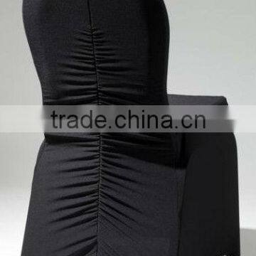 black ruffled spandex chair cover