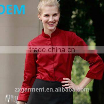 OEM custom poly/cotton lady chef uniform fashion chef uniforms chef cook uniform