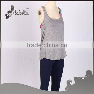 Singlet With Contrast Sports Bra Melange Polyester Spandex for Women photo-3