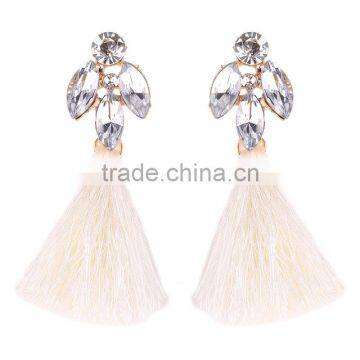 Bohemian Jewelry Rhinestone Gems With Long Colorful Tassel Charms Earrings for Women photo-3