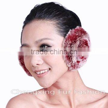 CX-EM-03P Women Funny Genuine Rex Rabbit Fur Floral Ear Muff photo-6