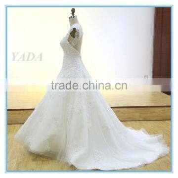 Latest Elegant V-neck Backless Lace Embroidery Mullet Wedding Dress Bridal photo-2