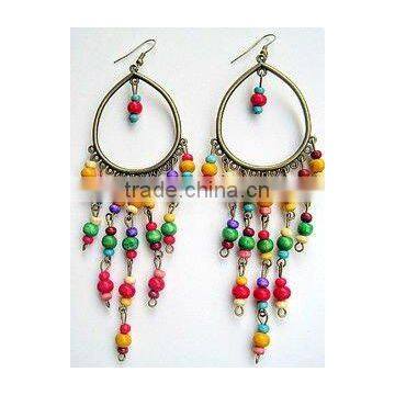 acrylic bead long earrings, indian style fashion dangle earring jewelry