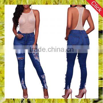 New Model Colombian Butt Lift Jeans Wholesale Skinny Jeans Women Scratch Denim Destroyed Pants