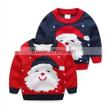 2018 best selling crew neck knitted santa claus children christmas sweater