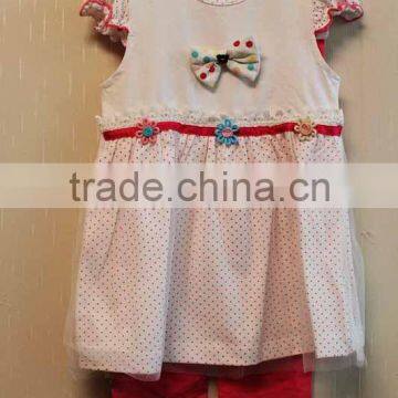 2016 Lovely Style Baby Dress Set Knitted Printed 100% Cotton Summer Dress TP-7751