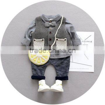 S17741A Autumn Long Sleeve Kids Boy Cotton Gentleman Clothing Set photo-5