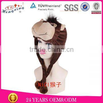 Fashion custom animal hats with paws plush animal head hat