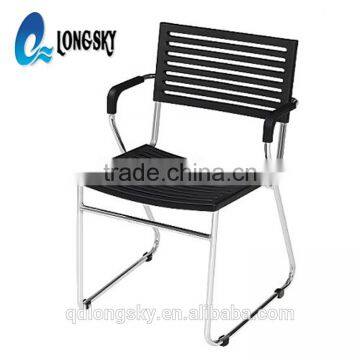 LS-4030F Fashion Design Stackable Metal Frame Plastic Chair With Arms photo-2