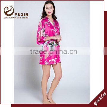 Wholesales silk short robe satin sexy robes for spa Silk Pajama WR011