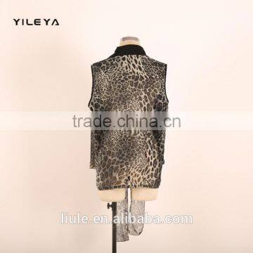New Arrival Leopard Pattern Printed Ladies Loose Chiffon Style Blouse photo-3