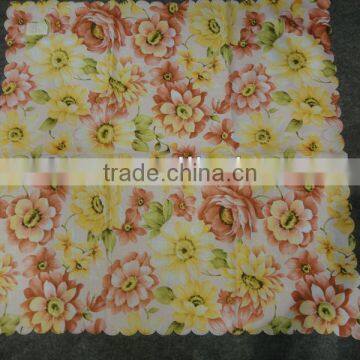 yellow pink flowers printed table cloth