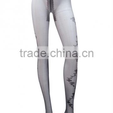 Hot Sale Korean Wholesale Jacquard With Maple Leaves Woman Black Pantyhose