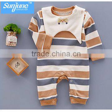 High Quality Long Sleeve Stripe Cotton Fleece Baby Romper photo-2