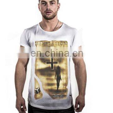 2014 Fashion %100 Cotton O-neck Cross Printed T-shirt