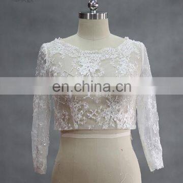 OEM service Lace Applique Beaded Wedding Jacket With Sleeve