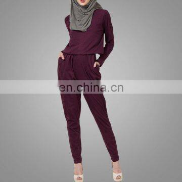 Modest Ladies Office Wear Jumpsuits Muslim Women Model Kebaya Modern Cotton /Cotton Jersey Islamic Jumpsuits photo-5