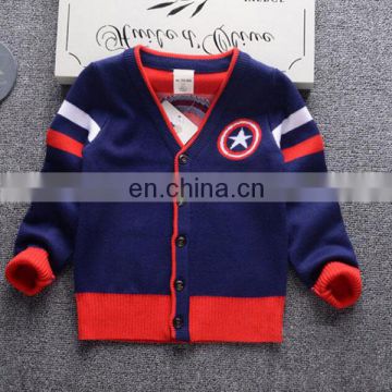 Boys New fashion 100%cotton round neck boys sweaters cardigan