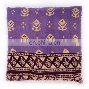 Indian Latest Floral Design Ethnic Vintage Cotton Kantha Cushion Cover 18X18 Inch Decor Kantha Cushion Cover